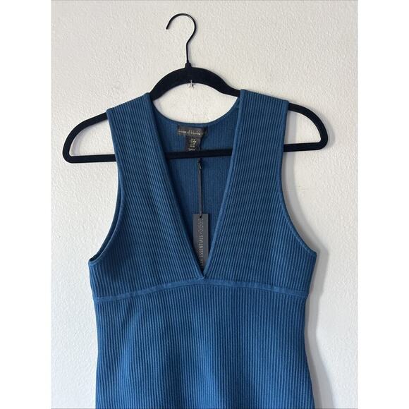 House Of Harlow 1960 Ribbed Knit Dress Women’s Size Medium Teal Blue V Neck Sexy - Picture 2 of 6